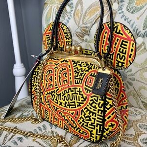 New Coach Disney Mickey Keith Haring Kisslock Bag